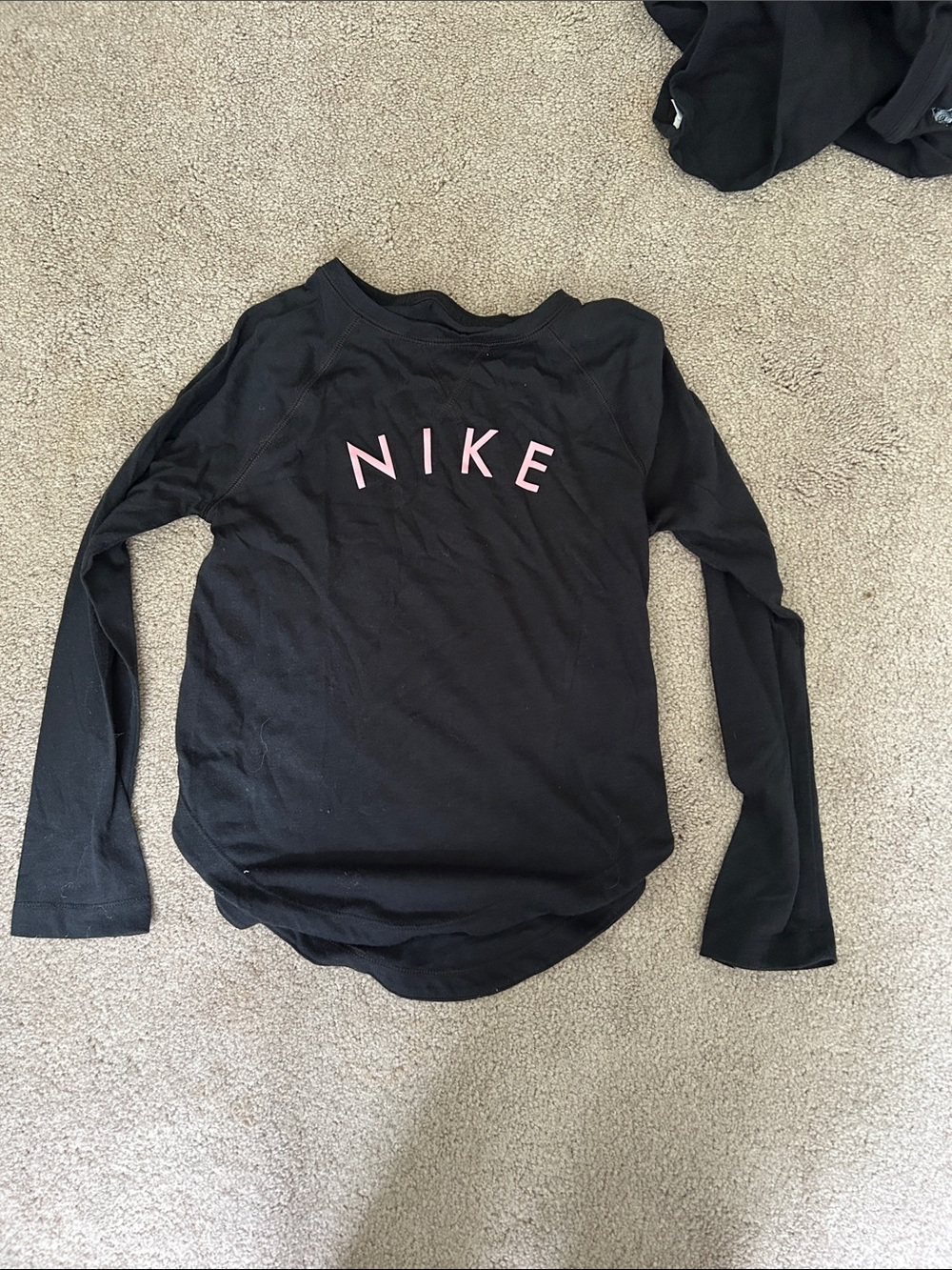 Nike Black Long-Sleeve Shirt with Pink Logo